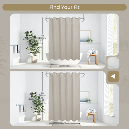 Clean Slate Series No Hook Shower Curtain (Khaki)