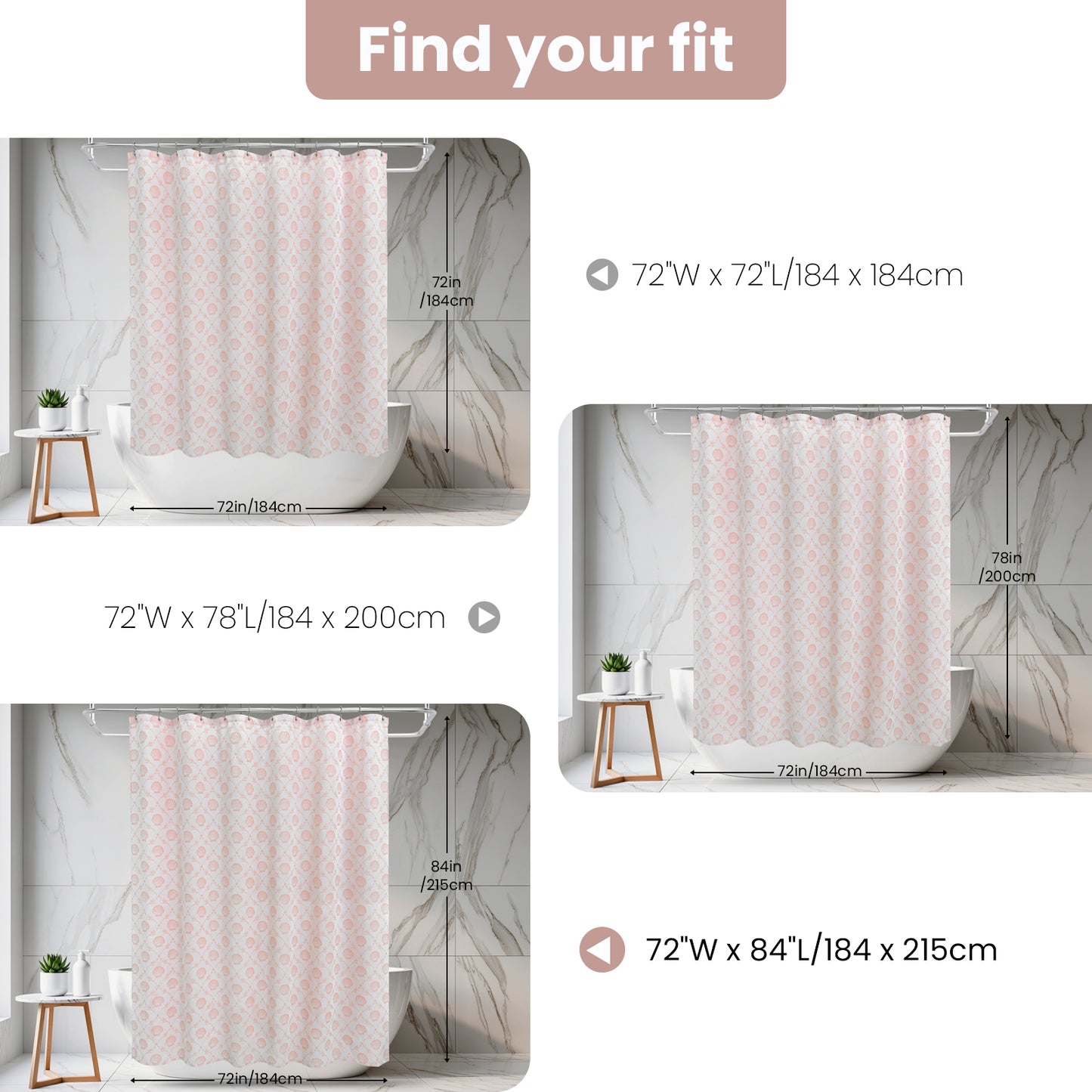 Coastal Loft Series Matelassé Jacquard Shower Curtain (Shell Pink)