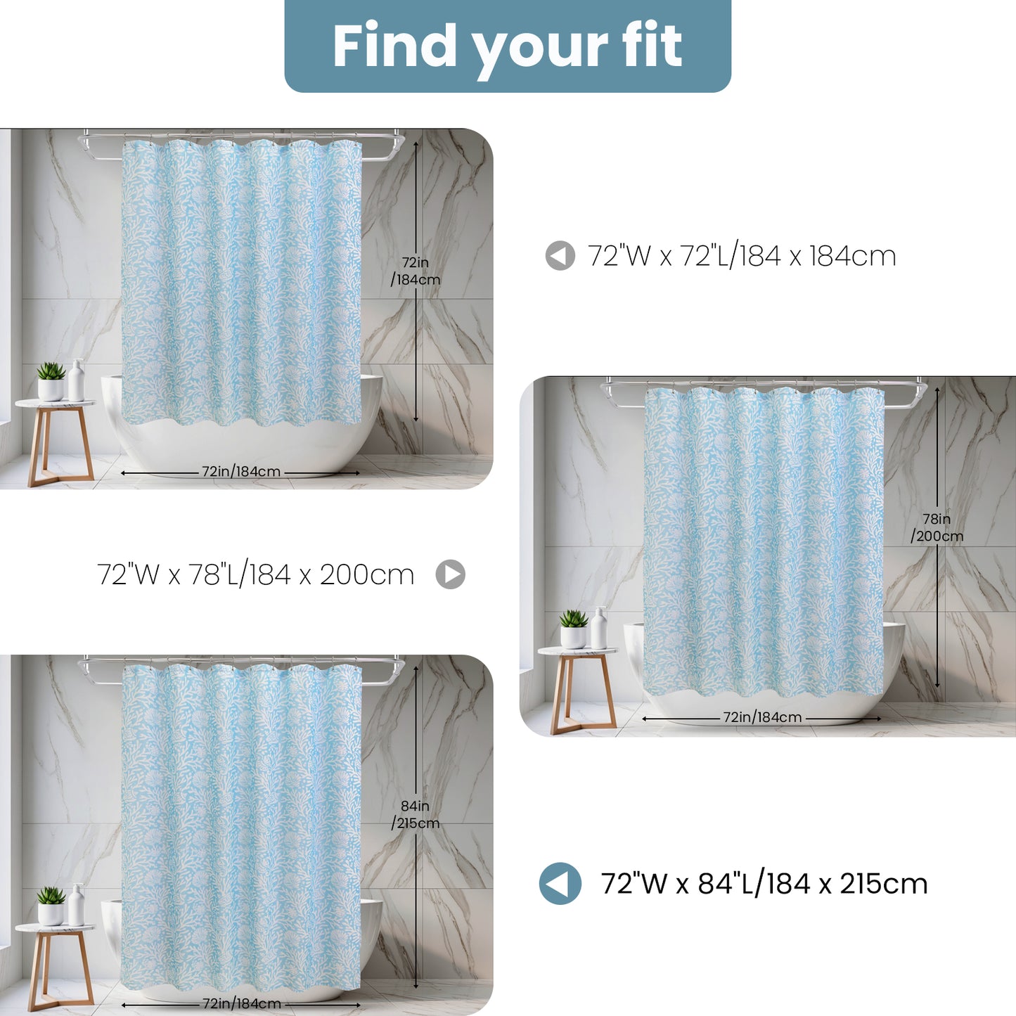 Coastal Loft Series Matelassé Jacquard Shower Curtain (Ocean Mist Blue)