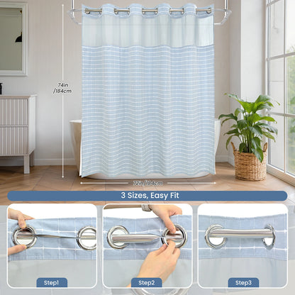 Calm Horizon Series Hookless Shower Curtain Set