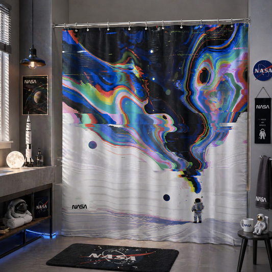 “Cosmic Glitch" NASA Series Shower Curtain Set