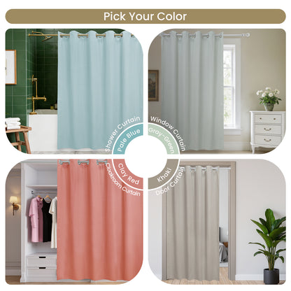Clean Slate Series No Hook Shower Curtain (Khaki)