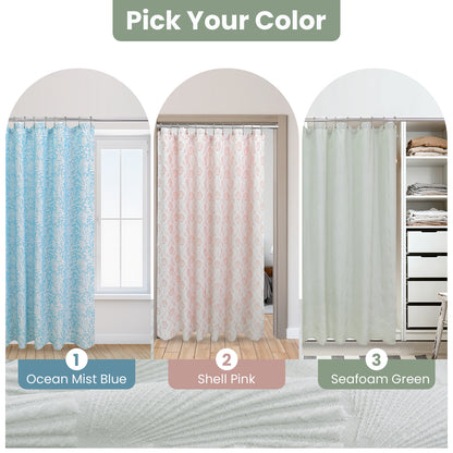 Coastal Loft Series Matelassé Jacquard Shower Curtain (Seafoam Green)