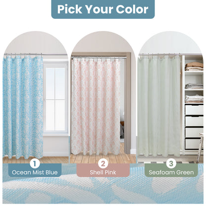 Coastal Loft Series Matelassé Jacquard Shower Curtain (Ocean Mist Blue)
