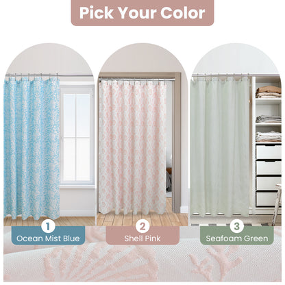 Coastal Loft Series Matelassé Jacquard Shower Curtain (Shell Pink)