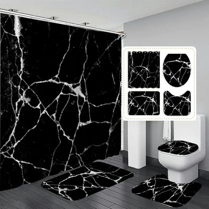 Marble Pattern Shower Curtain Set