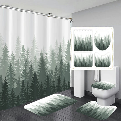 Rustic Mist Forest Farmhouse Shower Curtain Set