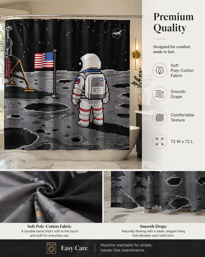 “Eight-Bit Moonwalk" NASA Series Shower Curtain Set