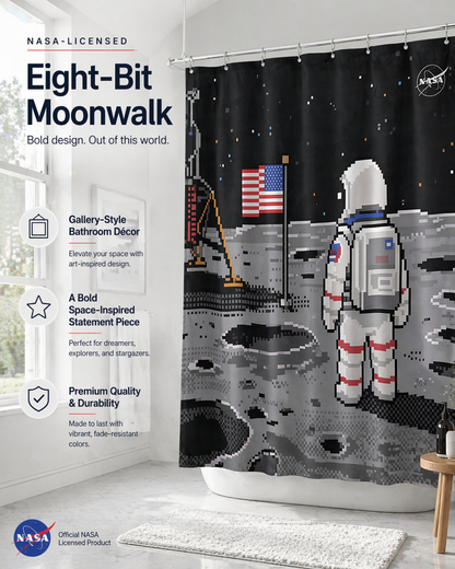 “Eight-Bit Moonwalk" NASA Series Shower Curtain Set