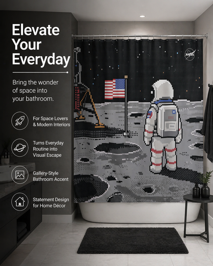 “Eight-Bit Moonwalk" NASA Series Shower Curtain Set