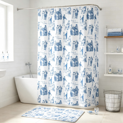 ride & Prejudice Literary Toile Shower Curtain
