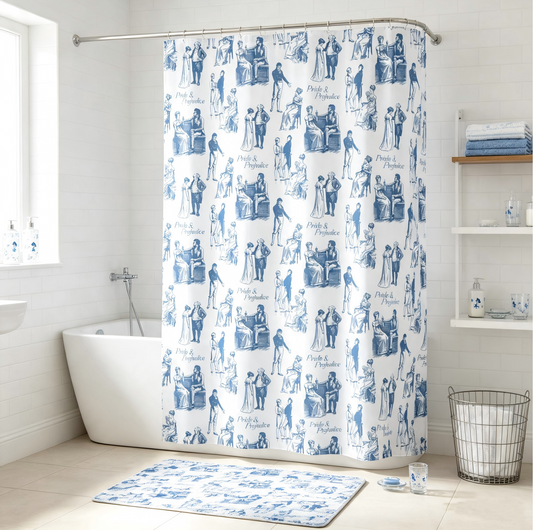 ride & Prejudice Literary Toile Shower Curtain