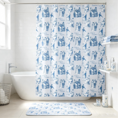 ride & Prejudice Literary Toile Shower Curtain