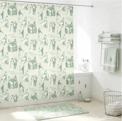 ride & Prejudice Literary Toile Shower Curtain