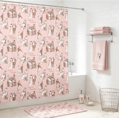 ride & Prejudice Literary Toile Shower Curtain