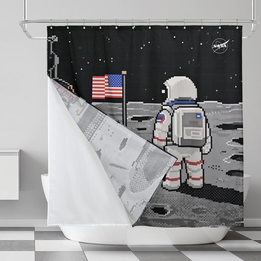 “Eight-Bit Moonwalk" NASA Series Shower Curtain Set
