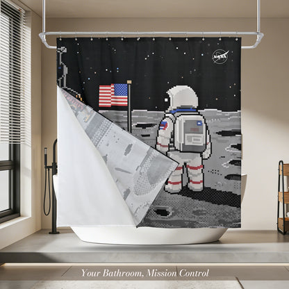 “Eight-Bit Moonwalk" NASA Series Shower Curtain Set