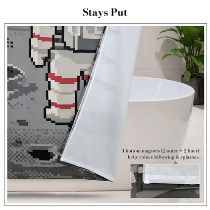 “Eight-Bit Moonwalk" NASA Series Shower Curtain Set