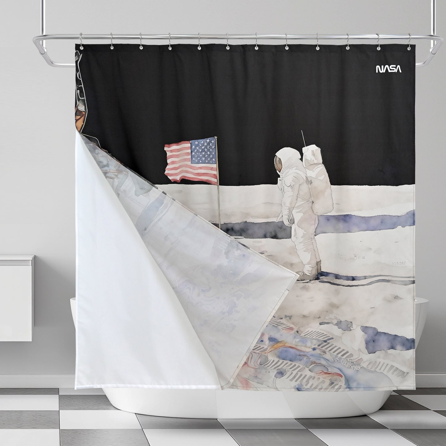 “Silent Tranquility" NASA Series Shower Curtain Set