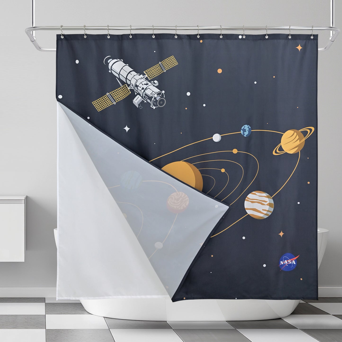 “Golden Orbits" NASA Series Shower Curtain Set