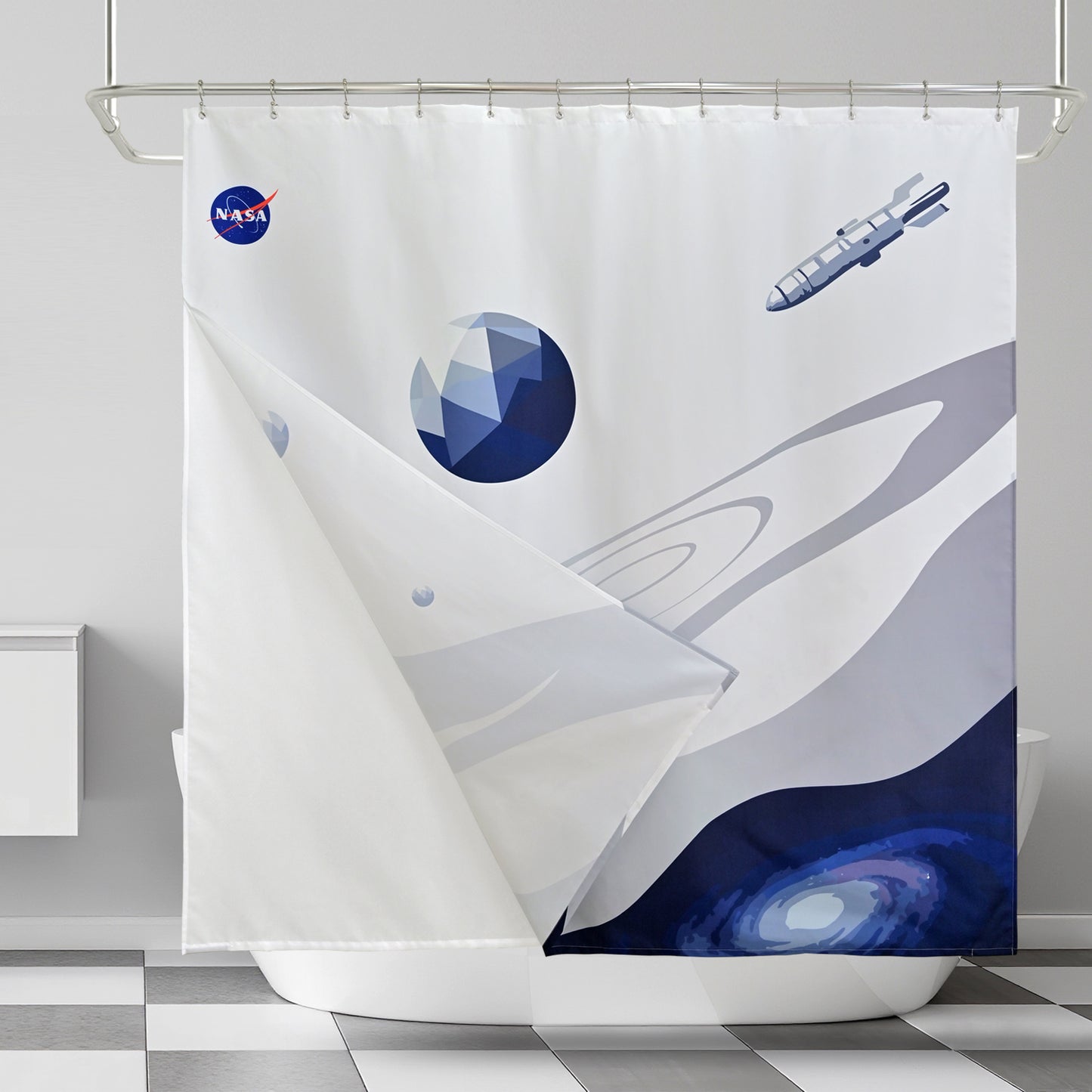 “Celestial Tides" NASA Series Shower Curtain Set