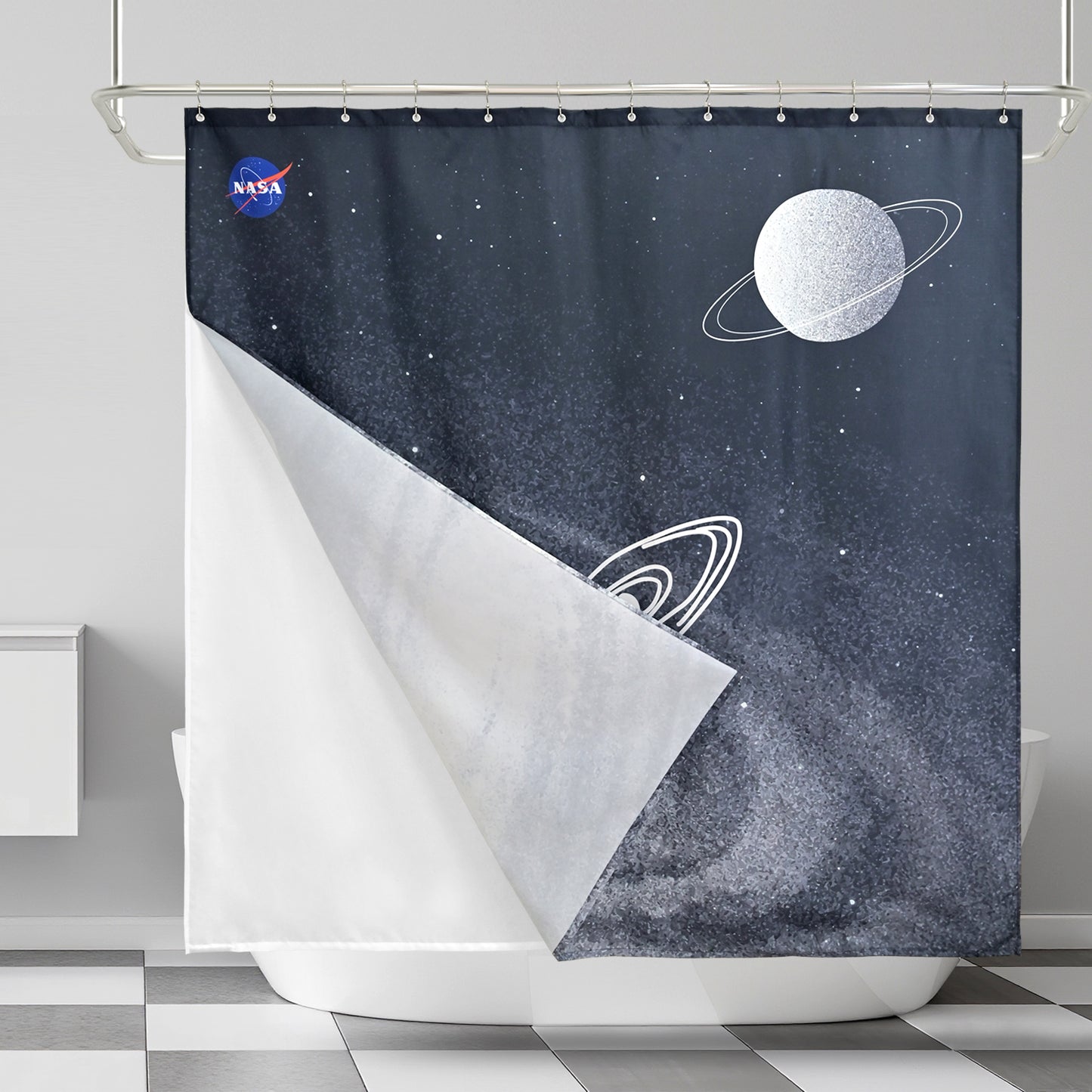 “Starlane Drift" NASA Series Shower Curtain Set