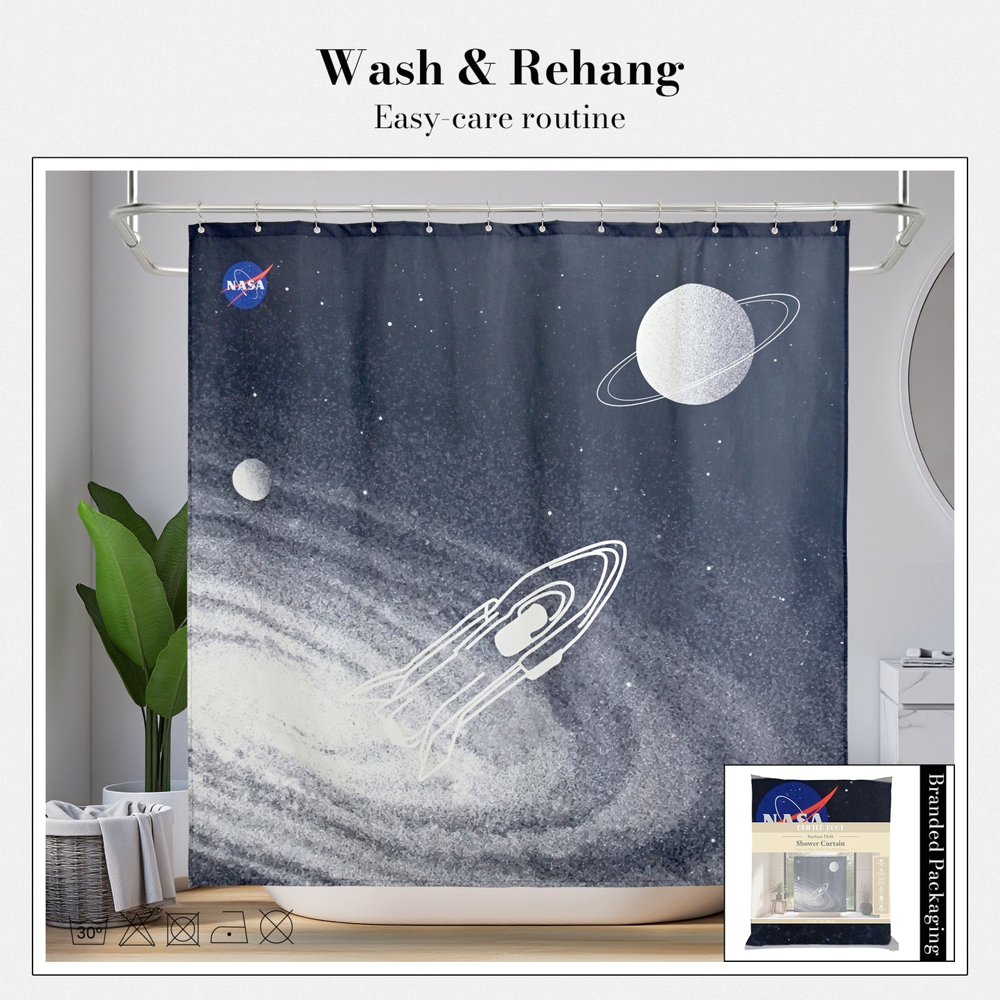 “Starlane Drift" NASA Series Shower Curtain Set