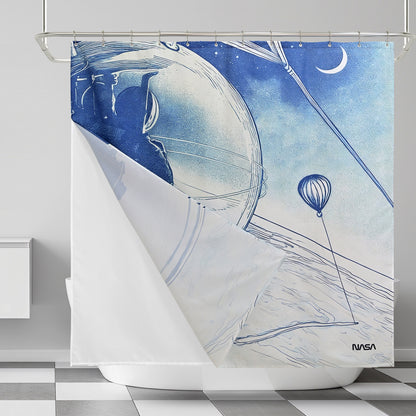 “Orbit of Dreams" NASA Series Shower Curtain Set (Blue)