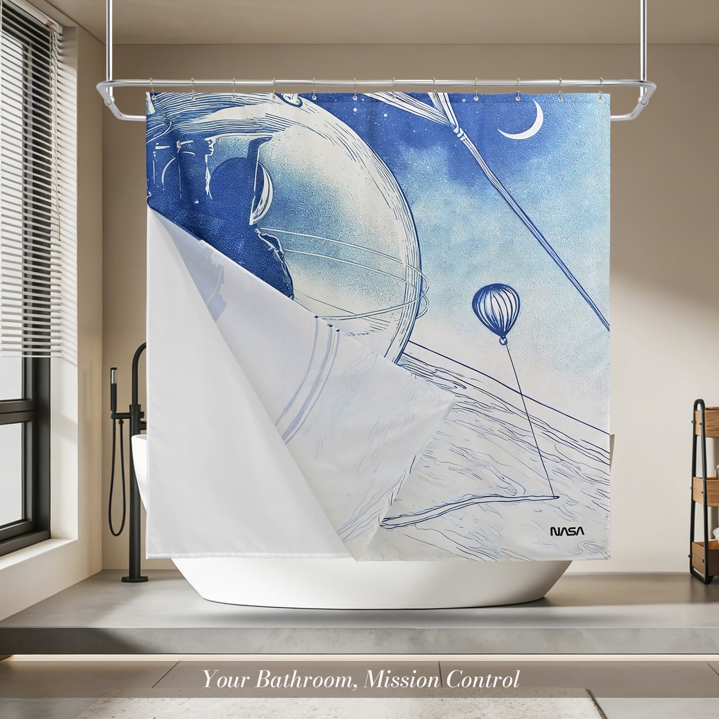 “Orbit of Dreams" NASA Series Shower Curtain Set (Blue)