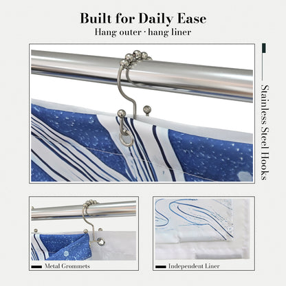 “Orbit of Dreams" NASA Series Shower Curtain Set (Blue)