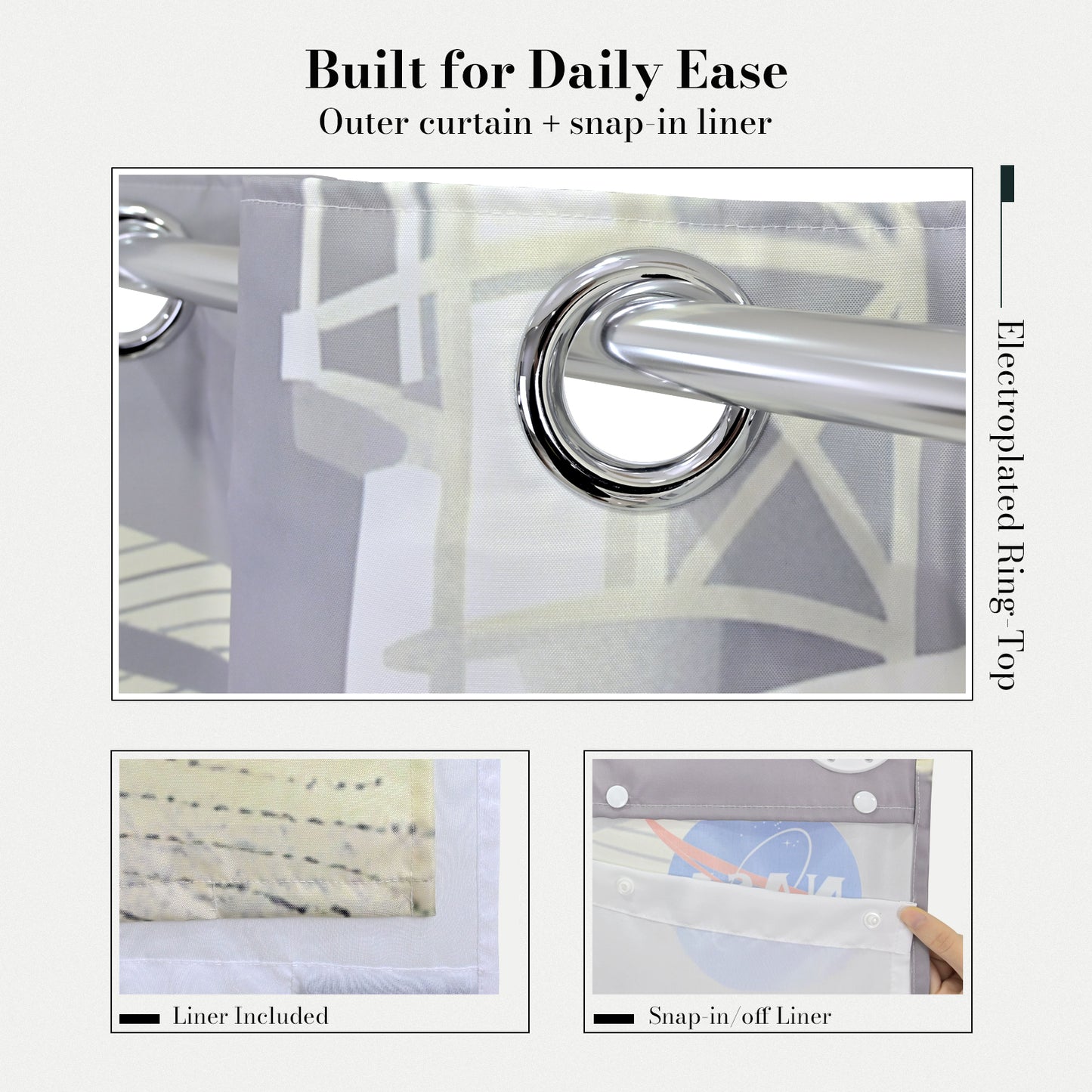 “Lunar Overlook" NASA Series Shower Curtain Set