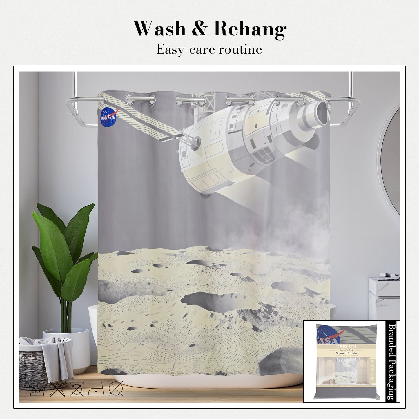 “Lunar Overlook" NASA Series Shower Curtain Set