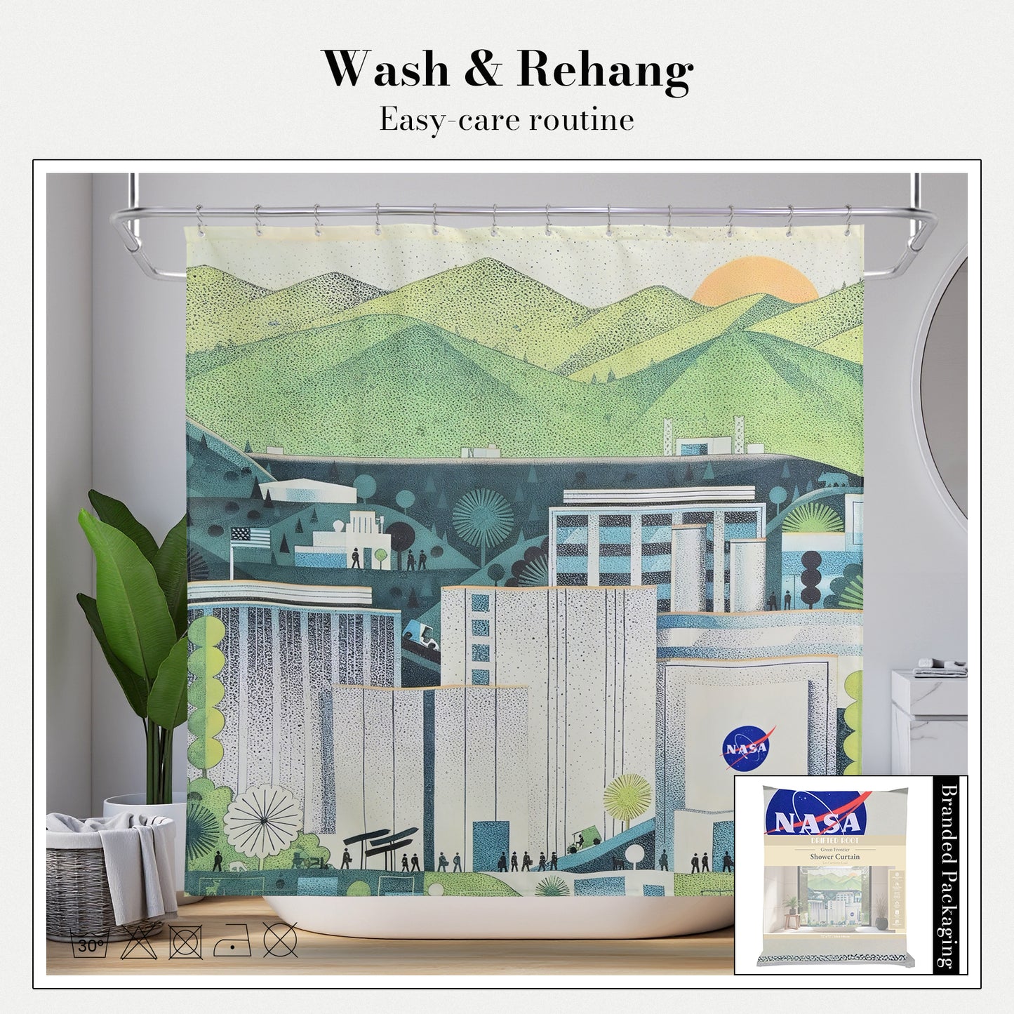 “Green Frontier" NASA Series Shower Curtain Set