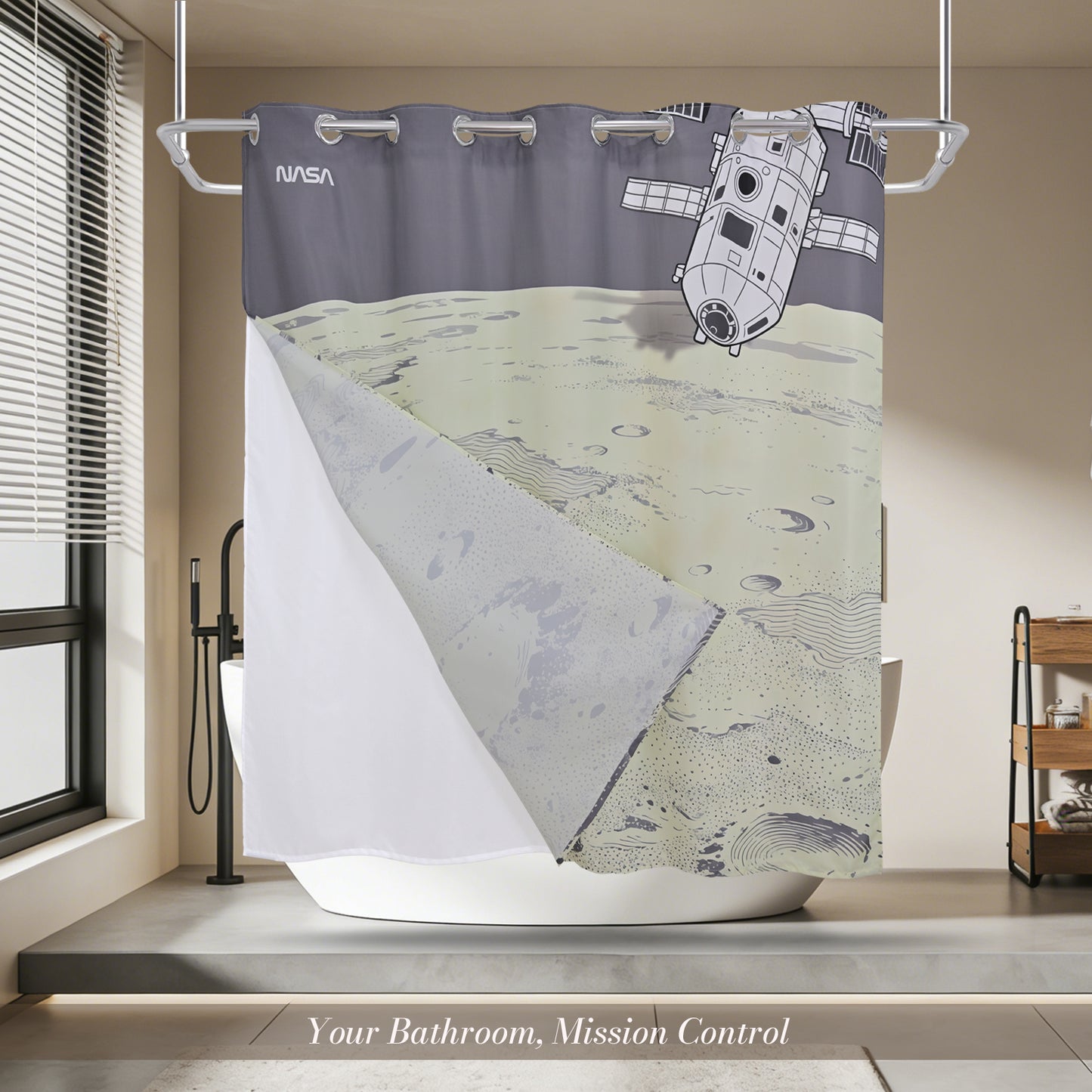 “Orbital Atlas" NASA Series Shower Curtain Set