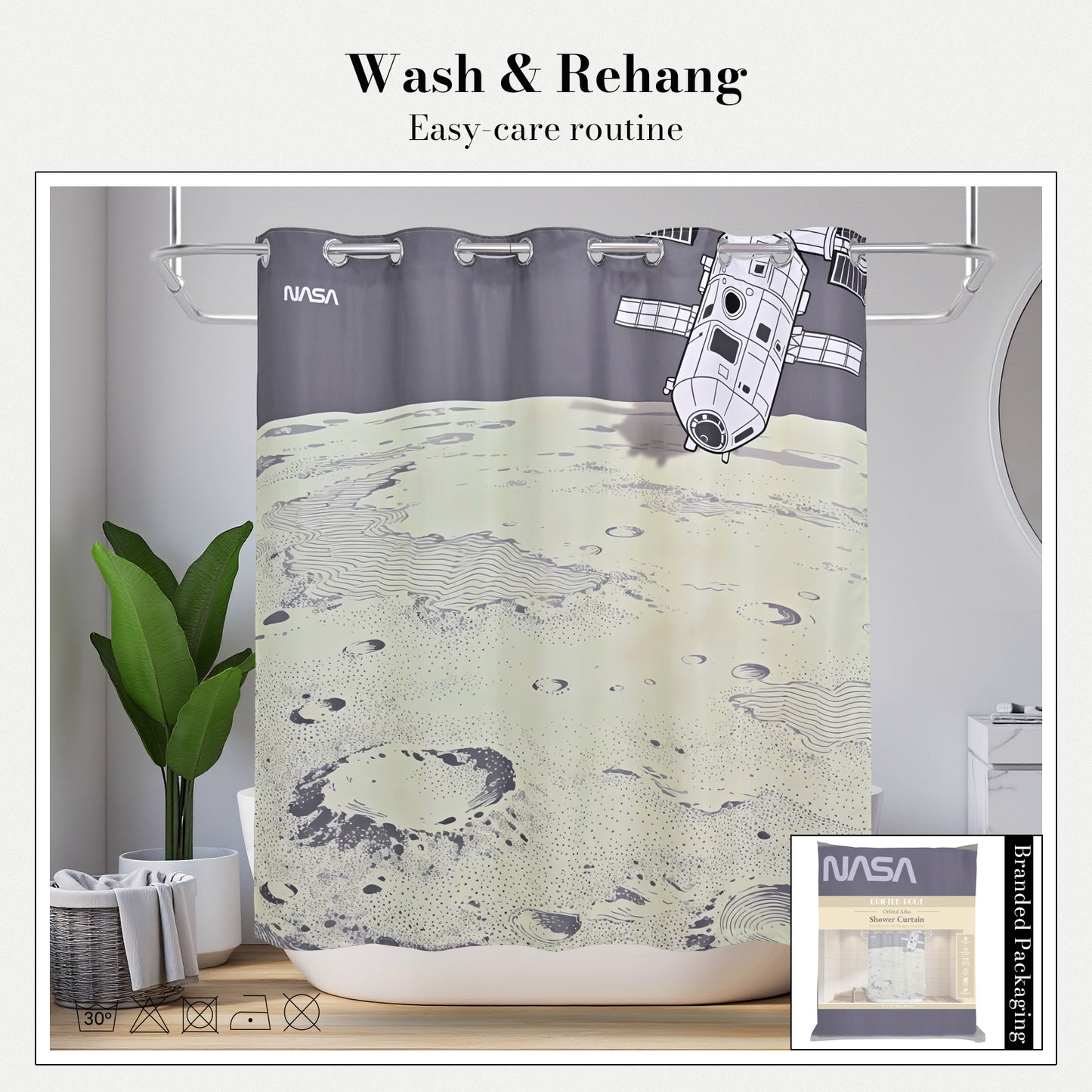 “Orbital Atlas" NASA Series Shower Curtain Set