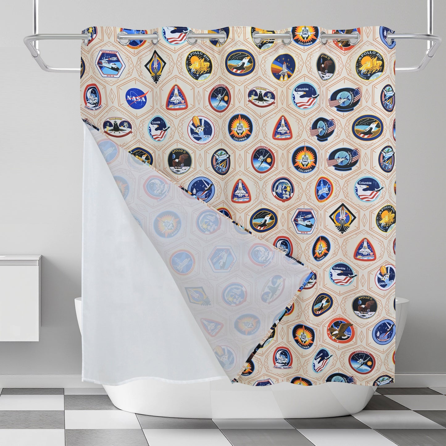 “Mission Patch Mosaic" NASA Series Shower Curtain Set