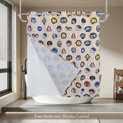 “Mission Patch Mosaic" NASA Series Shower Curtain Set