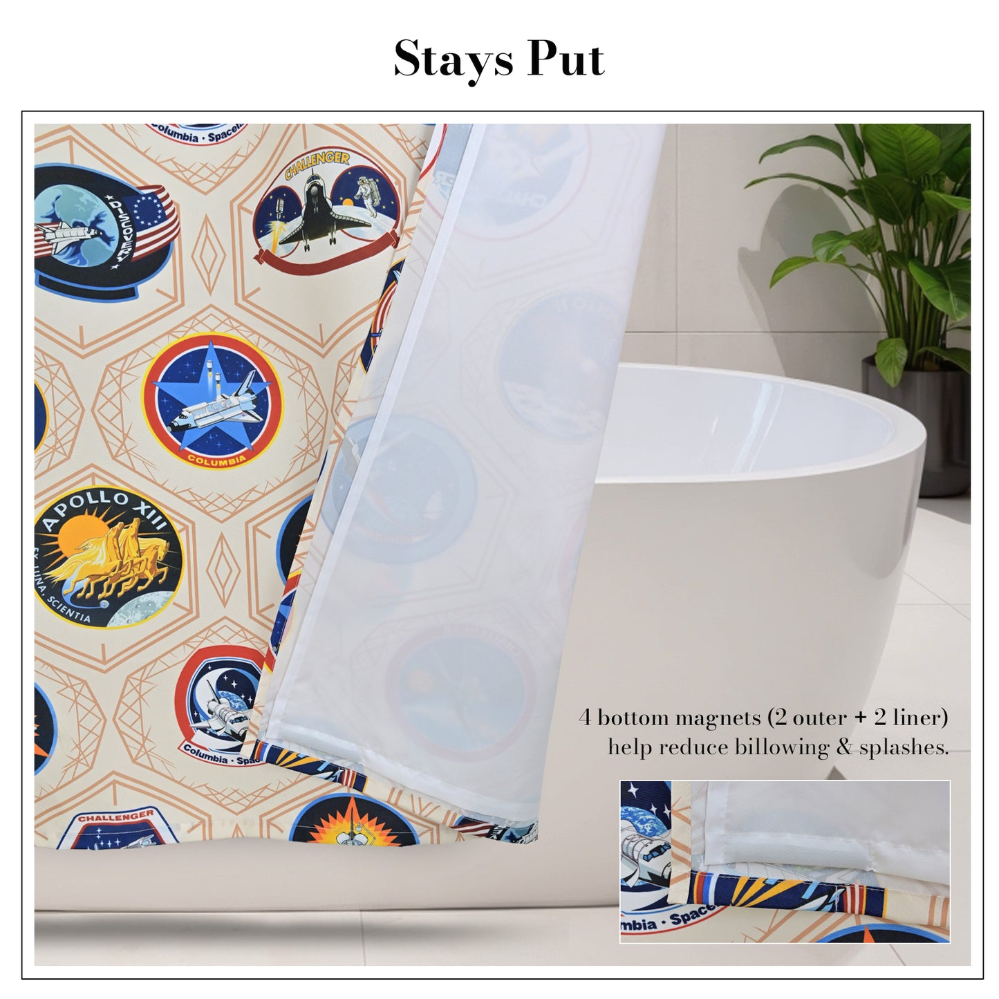 “Mission Patch Mosaic" NASA Series Shower Curtain Set
