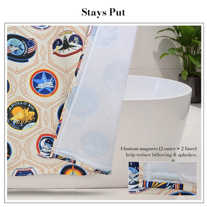 “Mission Patch Mosaic" NASA Series Shower Curtain Set