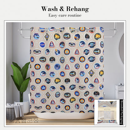 “Mission Patch Mosaic" NASA Series Shower Curtain Set