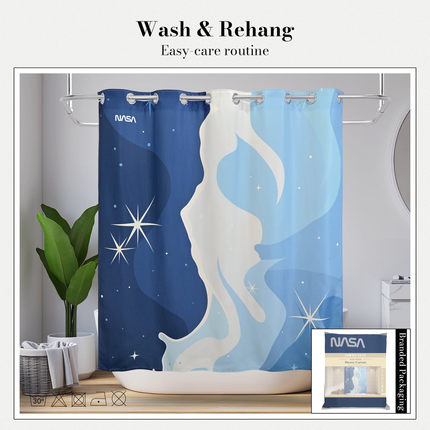 “Carina Cascade" NASA Series Shower Curtain Set (Simple Style)