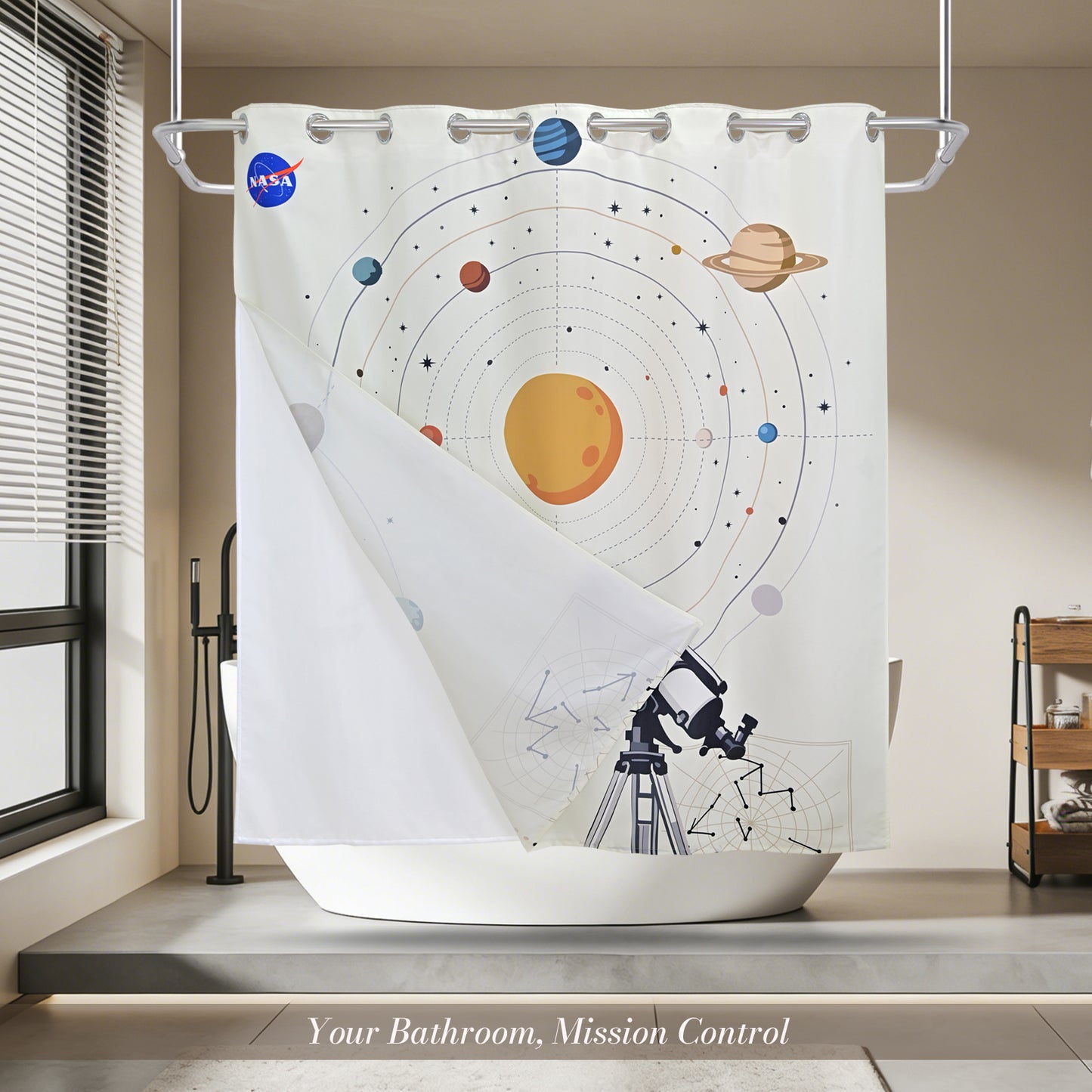 “Home Observatory" NASA Series Shower Curtain Set