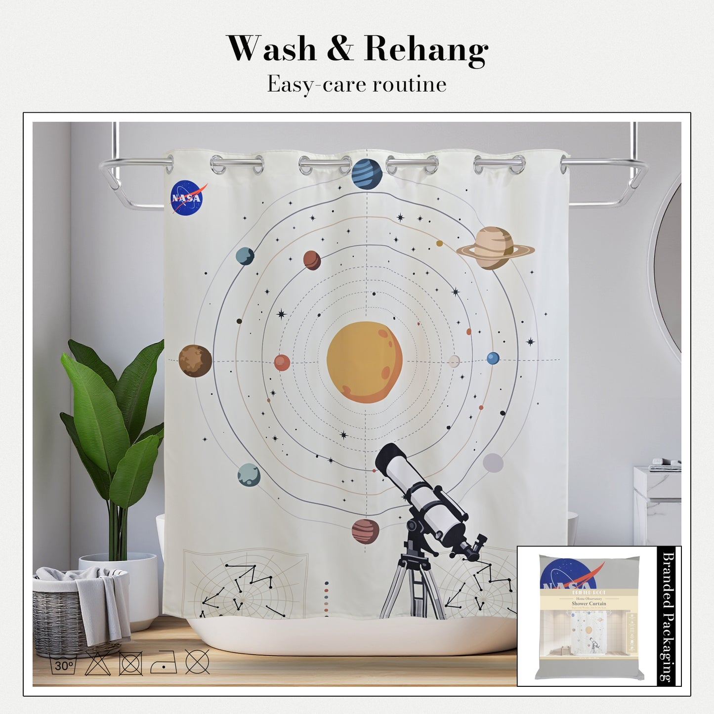 “Home Observatory" NASA Series Shower Curtain Set