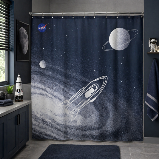 “Starlane Drift" NASA Series Shower Curtain Set