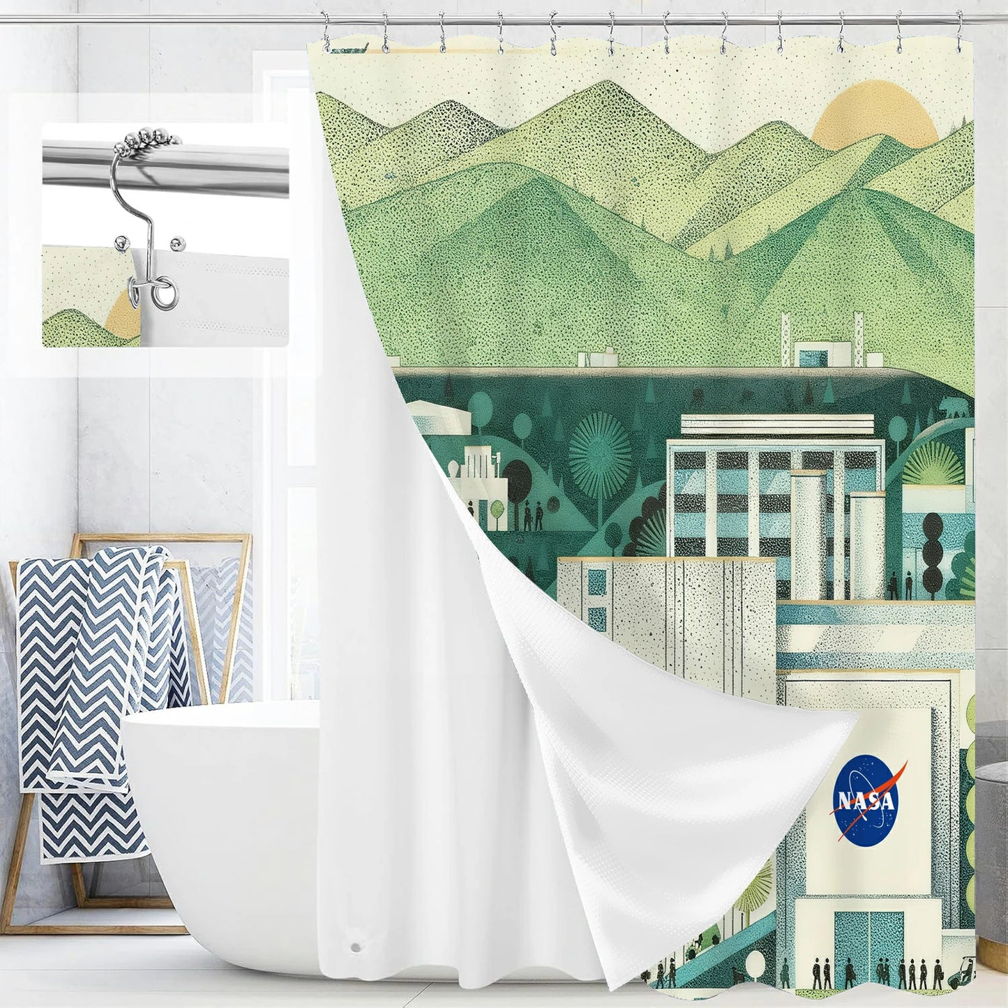 “Green Frontier" NASA Series Shower Curtain Set